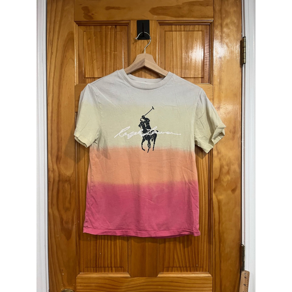 Polo Ralph Lauren Other - Kids Ralph Lauren Big Pony Logo Dip-dyed Cotton Tee In Peach Dip Dye Multi